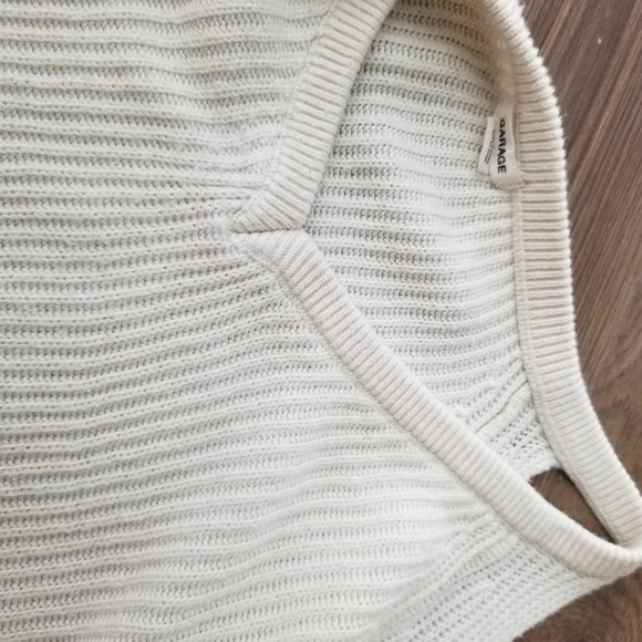 Garage white cold-shoulder knit sweater size S - Picture 6 of 13